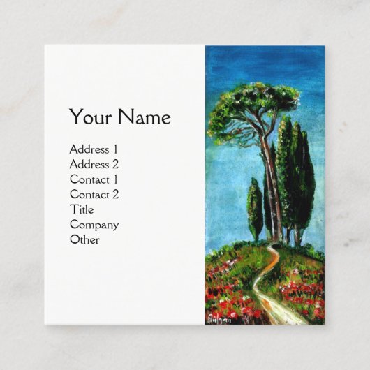 トスカーナのヒノキと地中海の松 スクエア名刺 (正面)