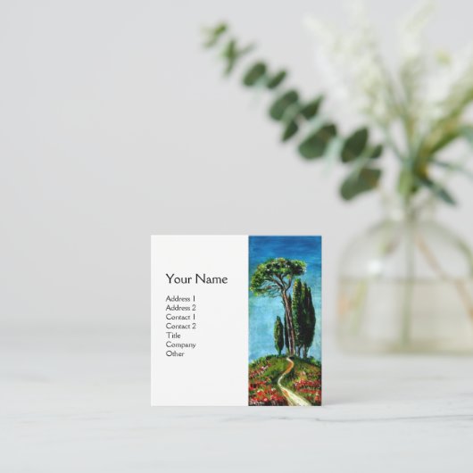 トスカーナのヒノキと地中海の松 スクエア名刺 (スタンド正面)