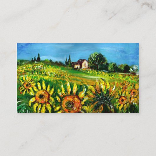 トスカーナのヒマワリと田舎 – イタリアブルー 名刺 (裏面)