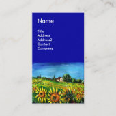 トスカーナのヒマワリと田舎 – イタリアブルー 名刺 (正面)