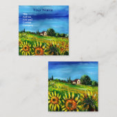 トスカーナのヒマワリと田舎 – イタリア スクエア名刺 (正面/裏面)