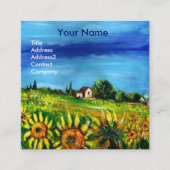 トスカーナのヒマワリと田舎 – イタリア スクエア名刺 (正面)