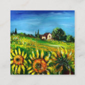 トスカーナのヒマワリと田舎 – イタリア スクエア名刺 (裏面)