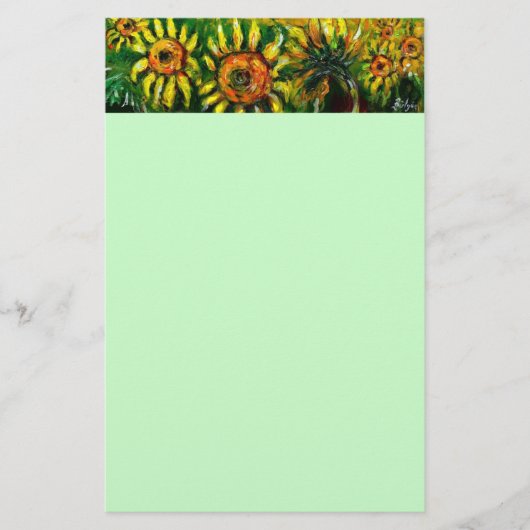 トスカーナのヒマワリと田舎、緑 便箋 (正面)