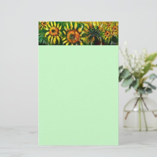 トスカーナのヒマワリと田舎、緑 便箋 (スタンド正面)