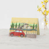 トスカーナのフィアット500ブドウ園 カード (黄色い花)