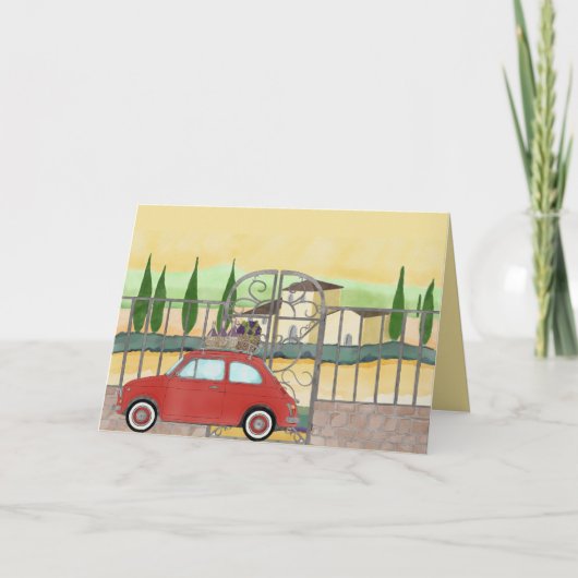 トスカーナのフィアット500ブドウ園 カード (正面)