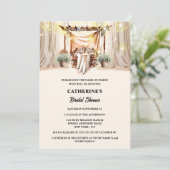 トスカーナのボヘミアンスタイルのストリングライトとエレガントなダイニングドレープス 招待状 (スタンド正面)