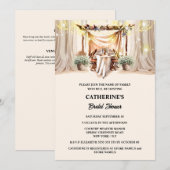 トスカーナのボヘミアンスタイルのストリングライトとエレガントなダイニングドレープス 招待状 (正面/裏面)