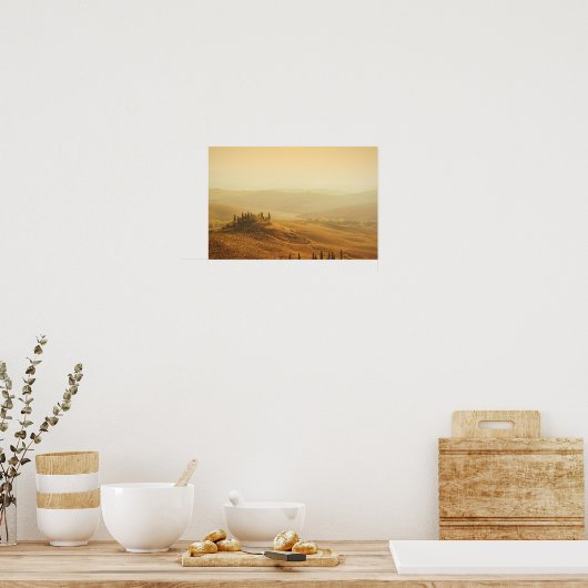 トスカーナのポスターの風景の上の日の出 ポスター (キッチン)