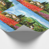 トスカーナのポピー素朴ズ、アイリス、アンティーク村 ラッピングペーパー (角)