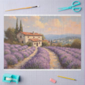 トスカーナのラベンダーフィールドとコテージデコページ 薄葉紙 (クラフト)