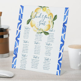 トスカーナのレモン水彩タイルのシーティングサイン 台座サイン