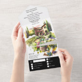 トスカーナの別荘 水彩画 ワイナリー イタリアン ワイン農園 オールインワン招待状 (貼ってはがせる)