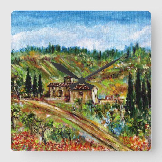 トスカーナの古い農家 スクエア壁時計 (正面)