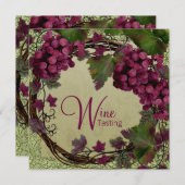 トスカーナの古風なヴィンテージレッドグリーンブドウ 招待状 (正面/裏面)