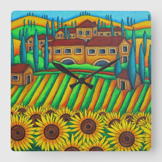 トスカーナの四角い壁時計の色リサ・ロレンツ スクエア壁時計 (正面)