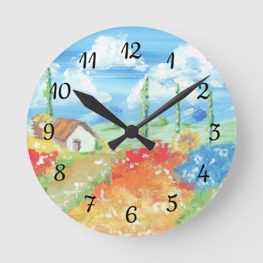 トスカーナの広大さの景観 ラウンド壁時計 (正面)