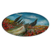 トスカーナの木とケシ カッティングボード (角)