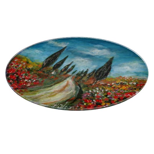 トスカーナの木とケシ カッティングボード (角)