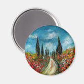 トスカーナの木とケシ マグネット (正面/裏面)