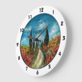 トスカーナの木とケシ ラージ壁時計 (傾斜)