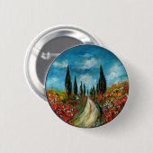 トスカーナの木とケシ 缶バッジ (正面&裏面)