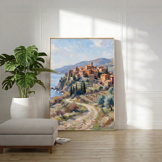トスカーナの村の壁画アートプリント、すぐに飾れる ポスター