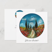 トスカーナの柏とポピー, 赤 青 招待状 (正面/裏面)