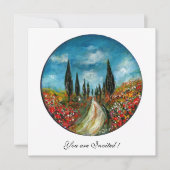 トスカーナの柏の木とポピー, 赤 青 招待状 (正面)