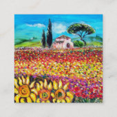 トスカーナの植物/畑，ケシとヒマワリ スクエア名刺 (裏面)