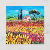 トスカーナの植物/畑，ケシとヒマワリ スクエア名刺 (裏面)