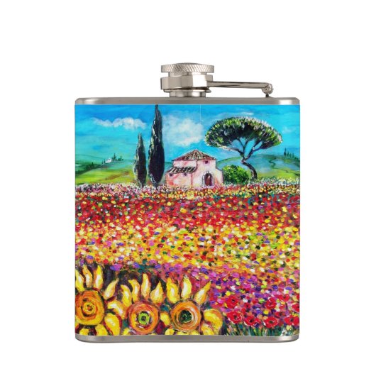 トスカーナの植物/畑，ケシとヒマワリ フラスク (裏面)