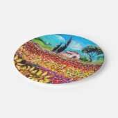 トスカーナの植物/畑,ケシとヒマワリ ペーパープレート (アングル)