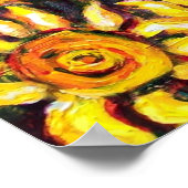 トスカーナの植物/畑，ケシとヒマワリ ポスター (角)