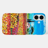 トスカーナの植物/畑，ケシとヒマワリ Case-Mate iPhoneケース (裏面 (横))