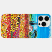 トスカーナの植物/畑，ケシとヒマワリ Case-Mate iPhoneケース (裏面 (横))