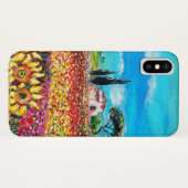 トスカーナの植物/畑，ケシとヒマワリ Case-Mate iPhoneケース (裏面(横))