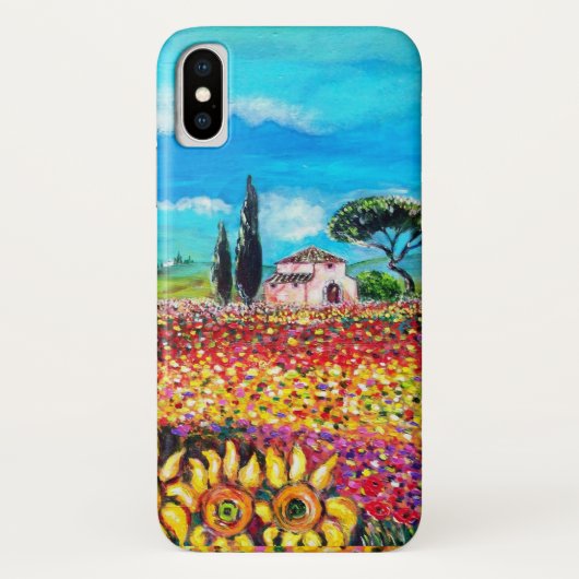トスカーナの植物/畑，ケシとヒマワリ Case-Mate iPhoneケース (裏面)