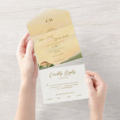 トスカーナの水の色の目的地の結婚式招待状 オールインワン招待状 (貼ってはがせる)