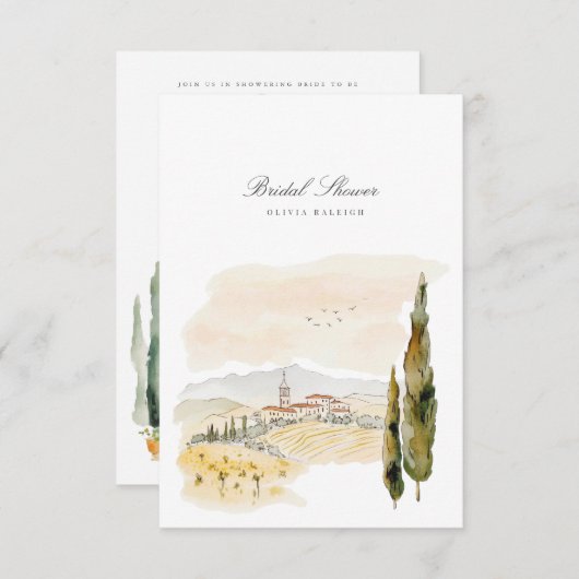 トスカーナの水の色イタリアのブライダルシャワー招待 招待状 (正面/裏面)