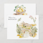 トスカーナの水の色イタリアのブライドメイド提案カード セーブザデート (正面/裏面)