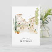 トスカーナの水の色イタリアのブライドメイド提案カード セーブザデート (スタンド正面)