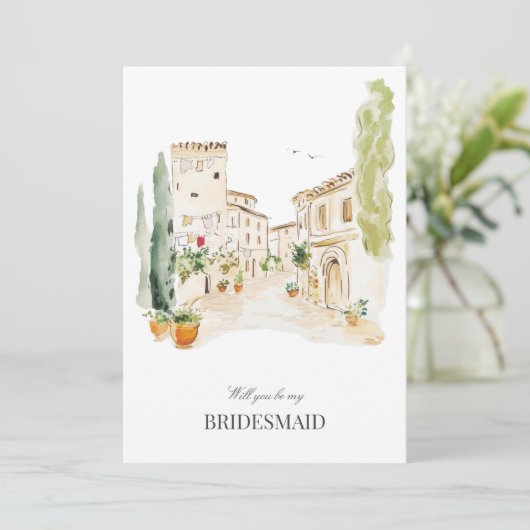 トスカーナの水の色イタリアのブライドメイド提案カード セーブザデート (スタンド正面)