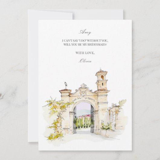 トスカーナの水の色イタリアのブライドメイド提案カード セーブザデート (裏面)