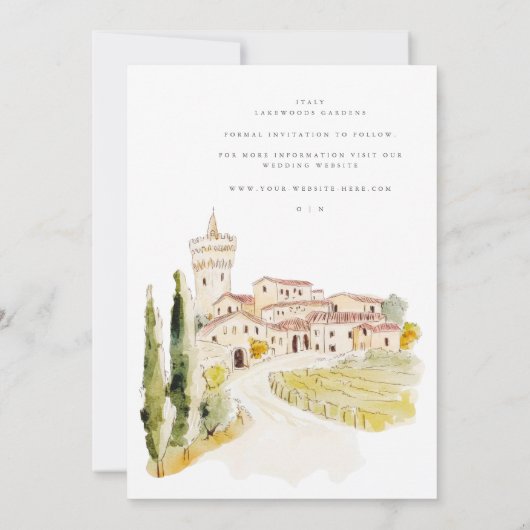 トスカーナの水イタリアン色は日付カードを保存 案内状 (裏面)