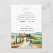 トスカーナの水彩イラストレーション結婚スカイライン エンクロージャーカード (正面)