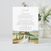 トスカーナの水彩イラストレーション結婚スカイライン エンクロージャーカード (スタンド正面)