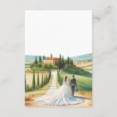 トスカーナの水彩イラストレーション結婚スカイライン エンクロージャーカード (裏面)