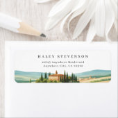 トスカーナの水彩イラストレーション結婚スカイライン ラベル (インサイチュ)